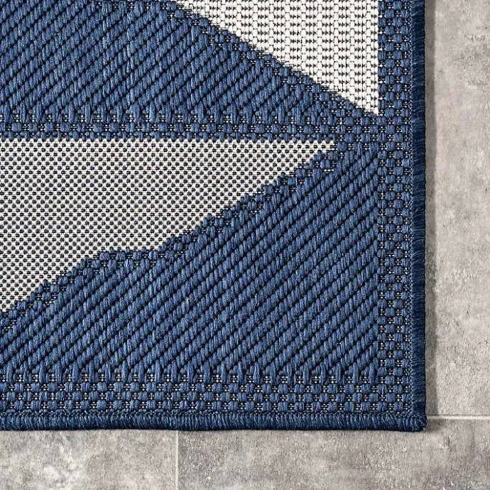 Sale Kirklands Home Mitchell Blue Geo Diamonds Outdoor Rug, 8x10