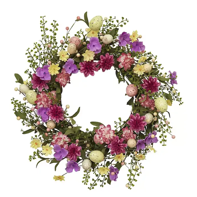 New Kirklands Home Mixed Floral and Easter Egg Wreath Multi