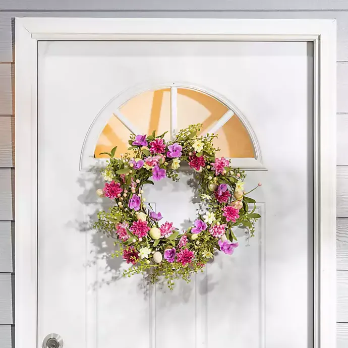 New Kirklands Home Mixed Floral and Easter Egg Wreath Multi