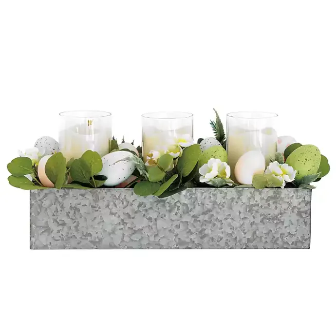 Kirklands Home Mixed Floral and Eggs LED Candle Centerpiece