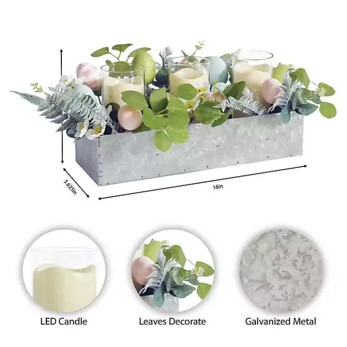 Kirklands Home Mixed Floral and Eggs LED Candle Centerpiece