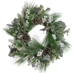 Outlet Kirklands Home Mixed Foliage and White Berry Wreath Green