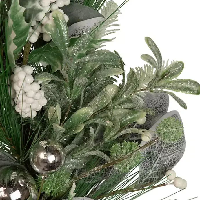 Outlet Kirklands Home Mixed Foliage and White Berry Wreath Green
