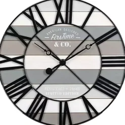 Outlet Kirklands Home Mixed Plank and Black Metal Wall Clock