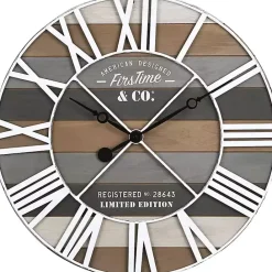 Outlet Kirklands Home Mixed Planks and White Wooden Wall Clock