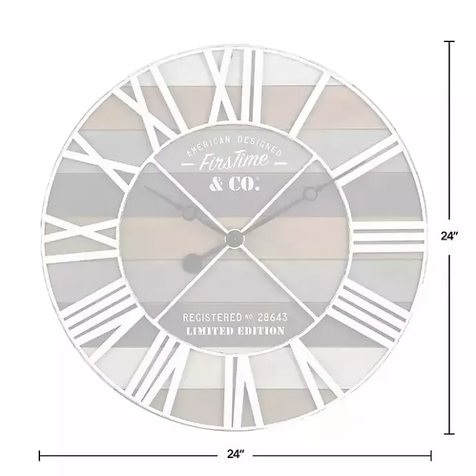 Outlet Kirklands Home Mixed Planks and White Wooden Wall Clock