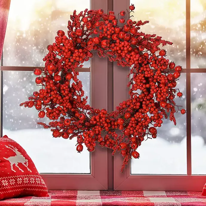New Kirklands Home Mixed Berry Wreath Red