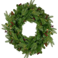 Online Kirklands Home Mixed Winterberry Pinecone Pre-Lit Wreath