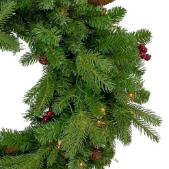 Online Kirklands Home Mixed Winterberry Pinecone Pre-Lit Wreath