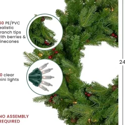 Online Kirklands Home Mixed Winterberry Pinecone Pre-Lit Wreath