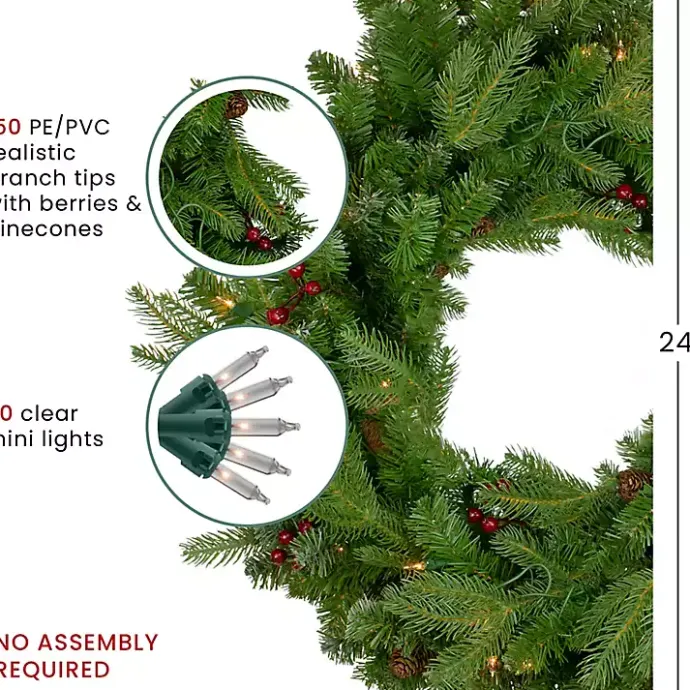Online Kirklands Home Mixed Winterberry Pinecone Pre-Lit Wreath