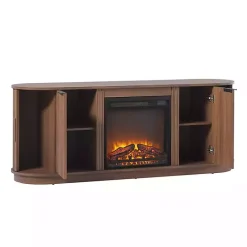 Discount Kirklands Home Mocha Reeded Fireplace Media Cabinet Brown