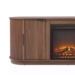Discount Kirklands Home Mocha Reeded Fireplace Media Cabinet Brown