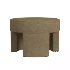 Discount Kirklands Home Mocha Round Upholstered Ottoman Brown