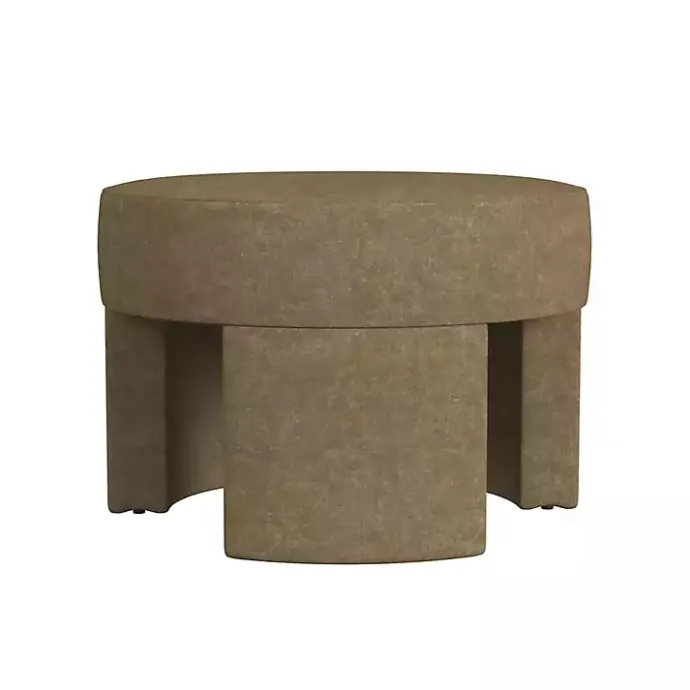Discount Kirklands Home Mocha Round Upholstered Ottoman Brown