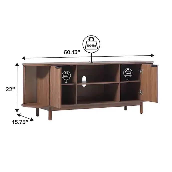 Kirklands Home Mocha Wood Reeded Oval TV Stand Brown