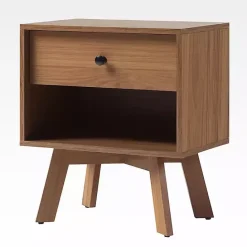 Best Kirklands Home Mocha Wood Mid-century Modern Nightstand Brown