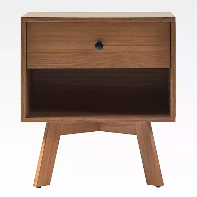 Best Kirklands Home Mocha Wood Mid-century Modern Nightstand Brown