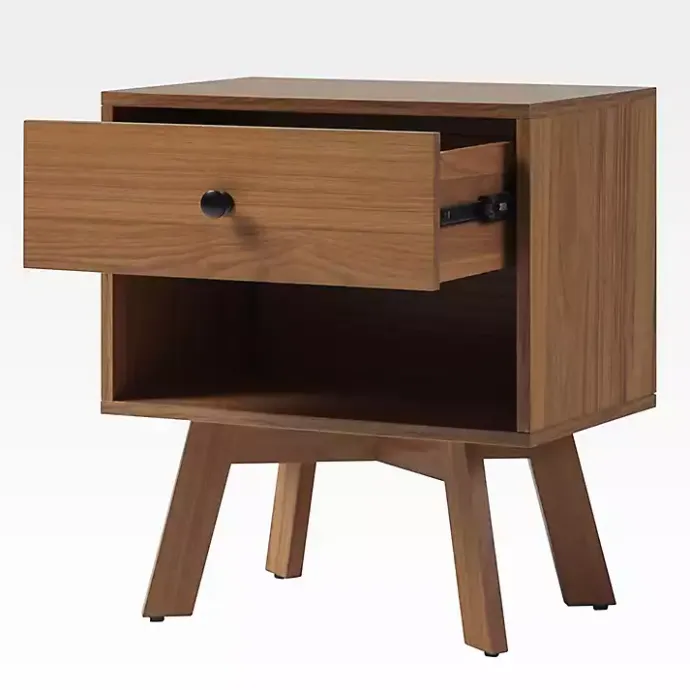 Best Kirklands Home Mocha Wood Mid-century Modern Nightstand Brown