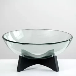 Best Kirklands Home Modern Glass Bowl With Wood Stand