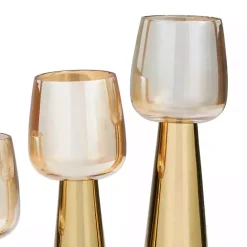 Best Kirklands Home Modern Base Glass 3-pc. Candle Holder Set Gold