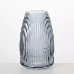 Best Kirklands Home Modern Ribbed Glass Vase Gray