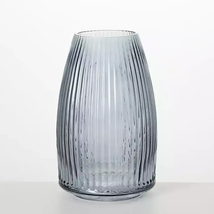 Best Kirklands Home Modern Ribbed Glass Vase Gray