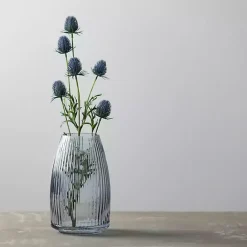 Best Kirklands Home Modern Ribbed Glass Vase Gray