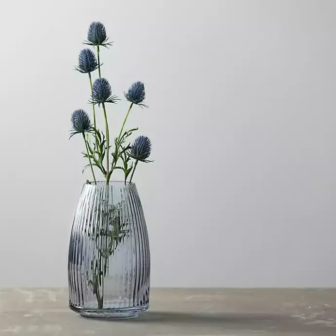 Best Kirklands Home Modern Ribbed Glass Vase Gray