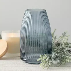 Best Kirklands Home Modern Ribbed Glass Vase Gray