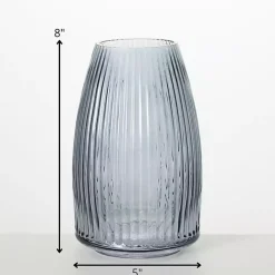 Best Kirklands Home Modern Ribbed Glass Vase Gray
