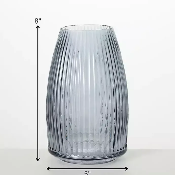 Best Kirklands Home Modern Ribbed Glass Vase Gray