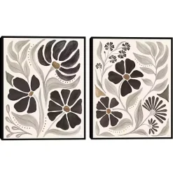 Outlet Kirklands Home Modern Petals Framed Canvas Art Prints, Set of 2