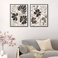 Outlet Kirklands Home Modern Petals Framed Canvas Art Prints, Set of 2