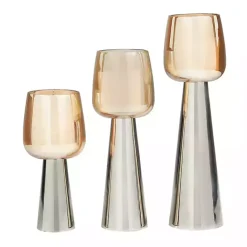 Clearance Kirklands Home Modern Silver Base Glass 3-pc. Candle Holder Set