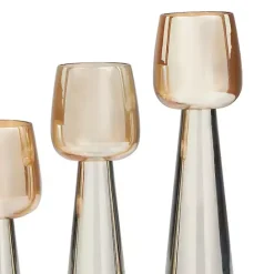 Clearance Kirklands Home Modern Silver Base Glass 3-pc. Candle Holder Set