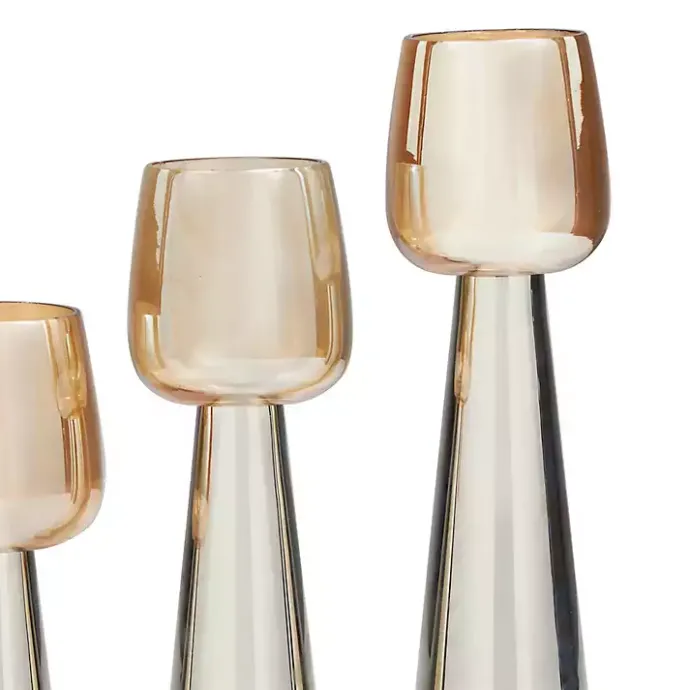Clearance Kirklands Home Modern Silver Base Glass 3-pc. Candle Holder Set