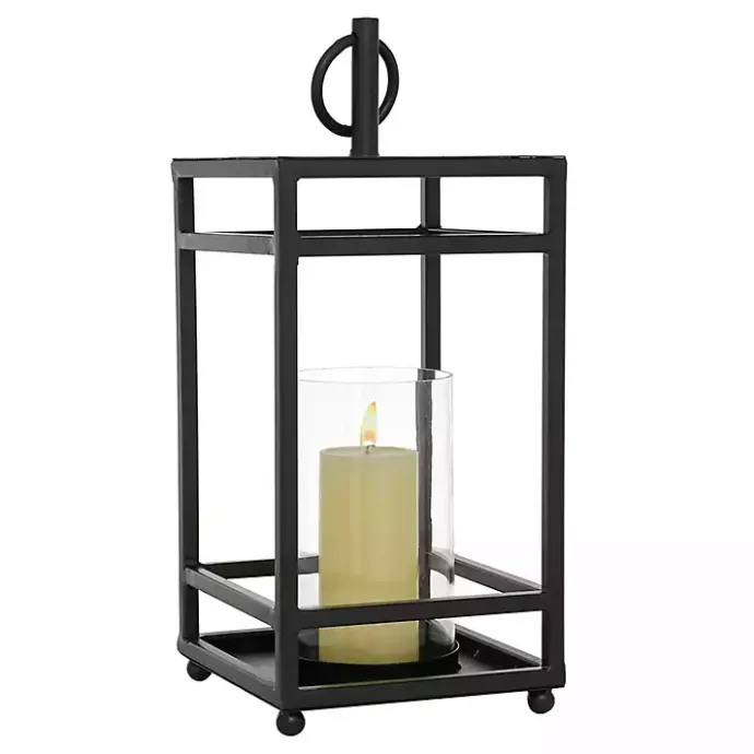 Clearance Kirklands Home Modern Vintage Iron Framed Lantern, 18 in. Black