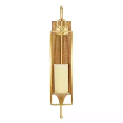 Outlet Kirklands Home Modern Warm Wood and Gold Sconce