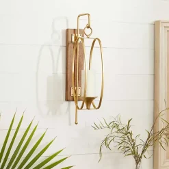 Outlet Kirklands Home Modern Warm Wood and Gold Sconce