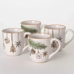 Clearance Kirklands Home Modern White Cozy Christmas Mugs, Set of 4