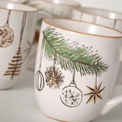 Clearance Kirklands Home Modern White Cozy Christmas Mugs, Set of 4