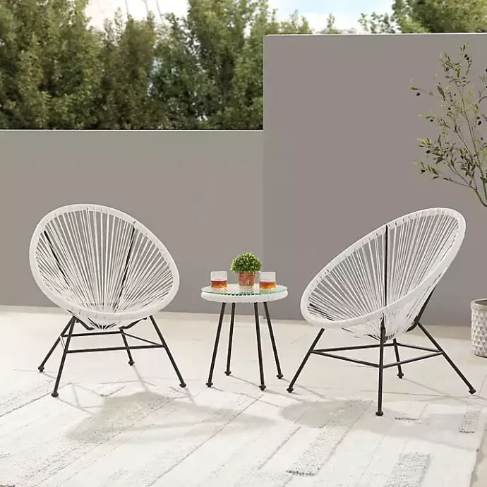 Outlet Kirklands Home Modern Wicker 3-pc. Outdoor Patio Set White