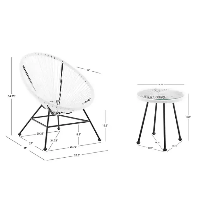 Outlet Kirklands Home Modern Wicker 3-pc. Outdoor Patio Set White