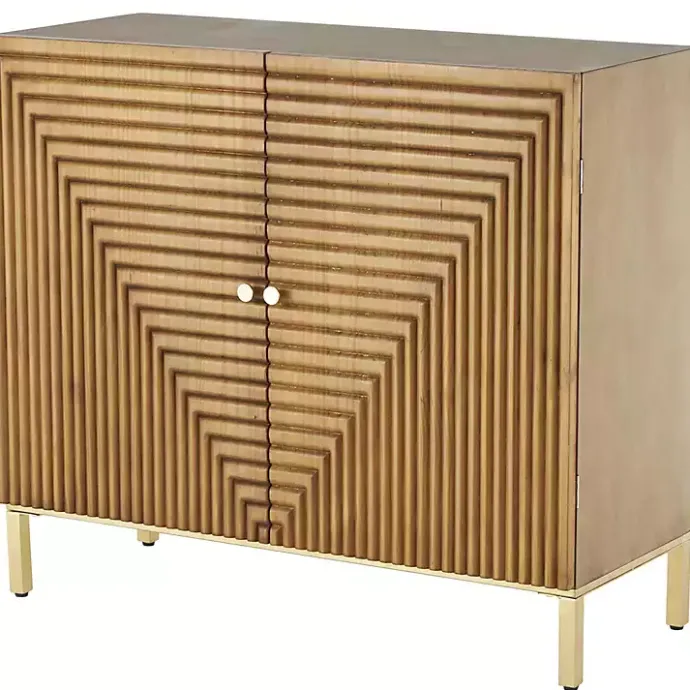 Kirklands Home Modern Wood Geometric Cabinet Brown