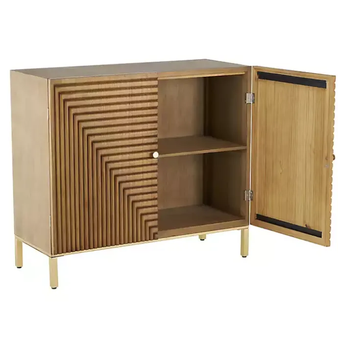 Kirklands Home Modern Wood Geometric Cabinet Brown