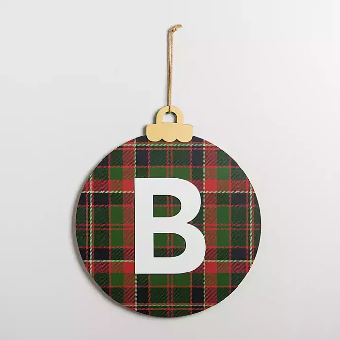 Outlet Kirklands Home Monogram B Plaid Ornament Wall Plaque