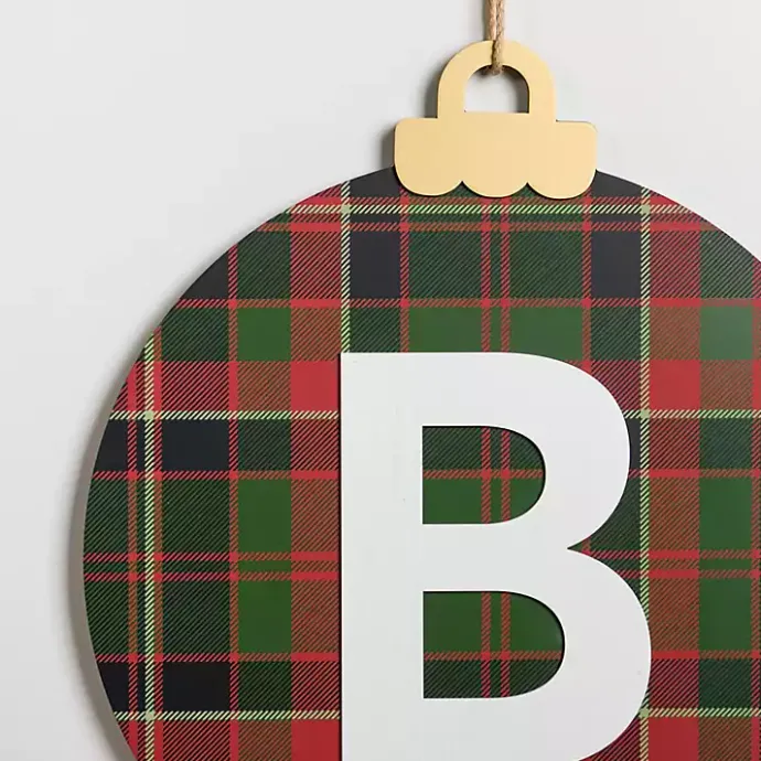 Outlet Kirklands Home Monogram B Plaid Ornament Wall Plaque
