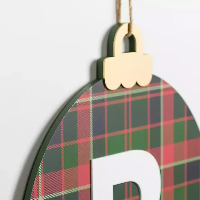 Outlet Kirklands Home Monogram B Plaid Ornament Wall Plaque