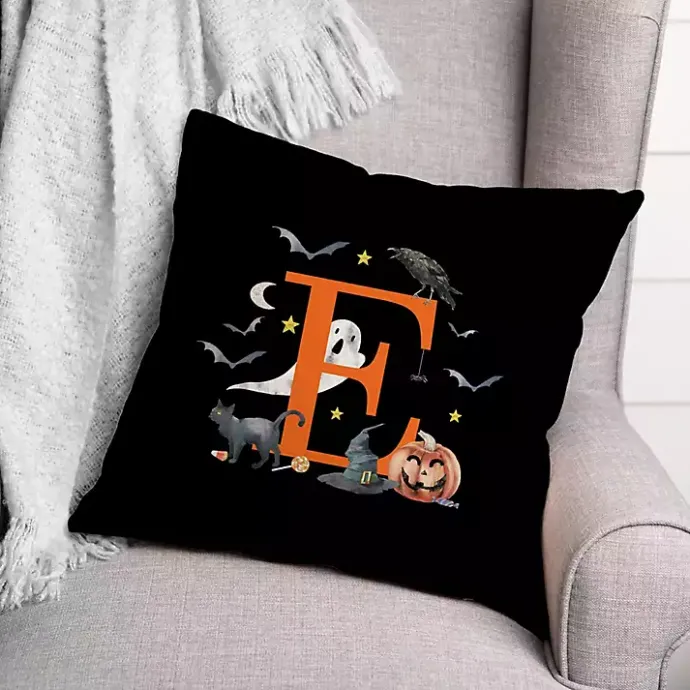 New Kirklands Home Monogram E Halloween Indoor/Outdoor Pillow